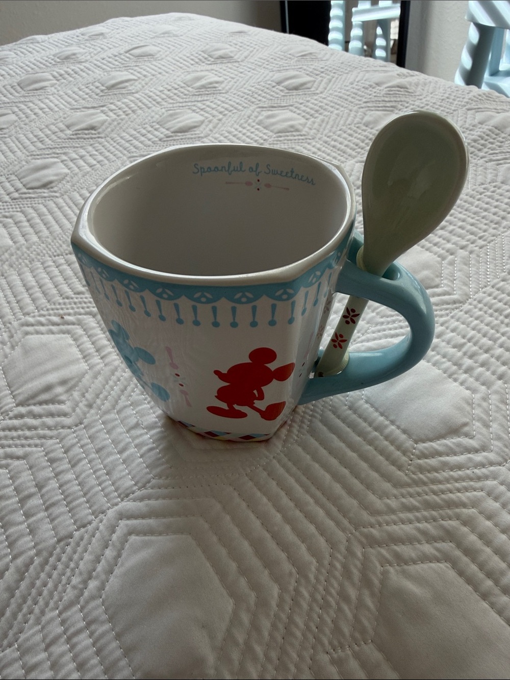 Blue and White Ceramic Spoon Mug - Brand:Disney Resort Shanghai (Made inThailand